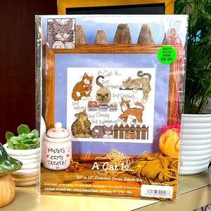 Cat Cross Stitch Kit - A Cat Is Pattern- Linda Coleman-Sealed